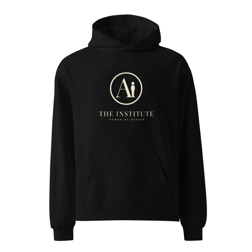 Black Human by Design hoodie with The Institute Ai mark