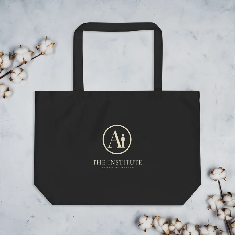 Black organic tote with The Institute Ai mark